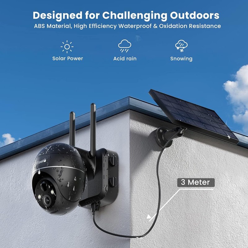 Wireless Outdoor Security Camera Solar Powered, 360° PTZ with Spotlight & Siren gallery