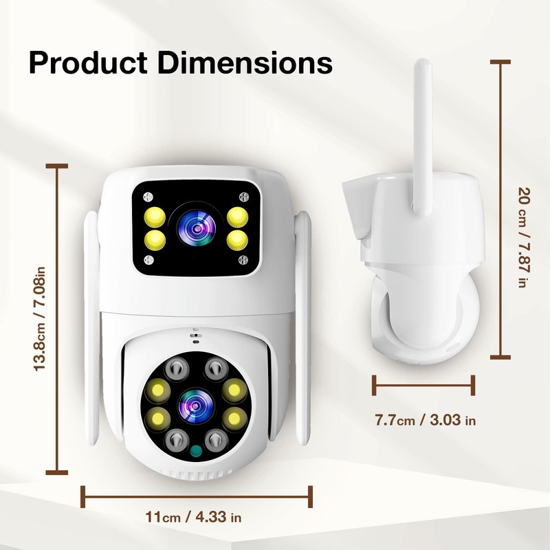 Dual Lens WiFi Security Camera Outdoor 4K 8MP PIR IP65 Weatherproof Surveillance gallery