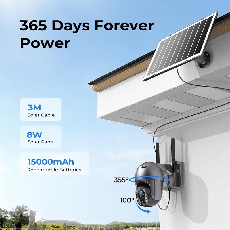 Advanced 10X Optical Zoom & Solar Powered Outdoor Camera - Easy Setup & Storage gallery