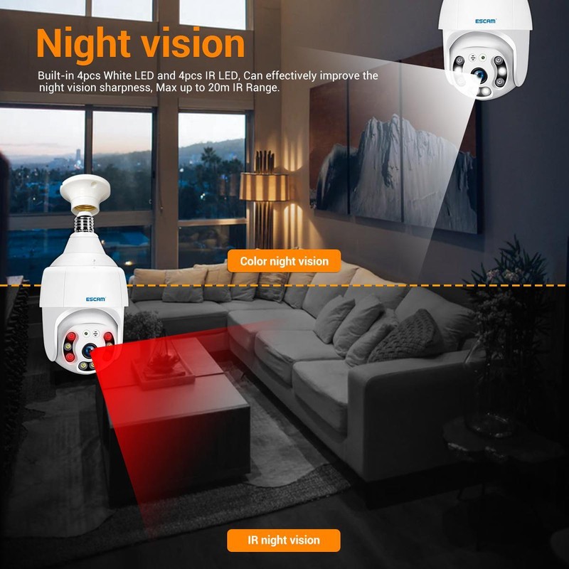 ESCAM mobile tracking wifi 1080P 2-way voice PT Smart night vision dome camera gallery