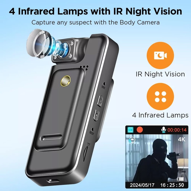 4K WIFI HD Mini Camera Camcorder Body Police Cam with Audio Video DVR Night Cam gallery