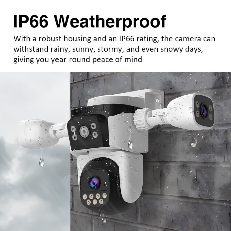 Triple Lens WiFi PTZ Security Camera, Three Cameras in One, Side Cameras with... gallery