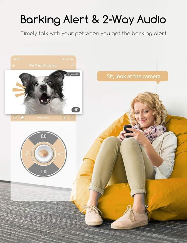 Cámara para perros con dispensador de premios WiFi 2.4G y 5G audio bidireccional gallery