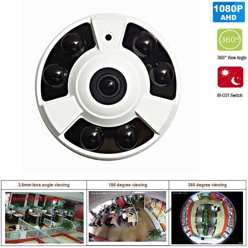 CCTV Security Camera 360 Degrees Fisheye Lens 2MP HD IR 1080P CVI TVI AHD CVBS gallery