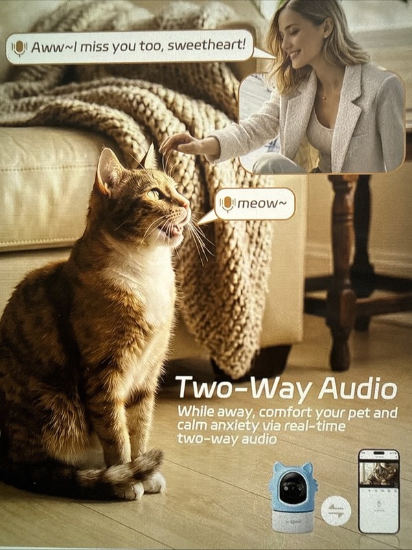 2K HD Pet Camera, Auto-Tracking & Laser, 2-way Audio, WiFi, Night Vision, 355° gallery