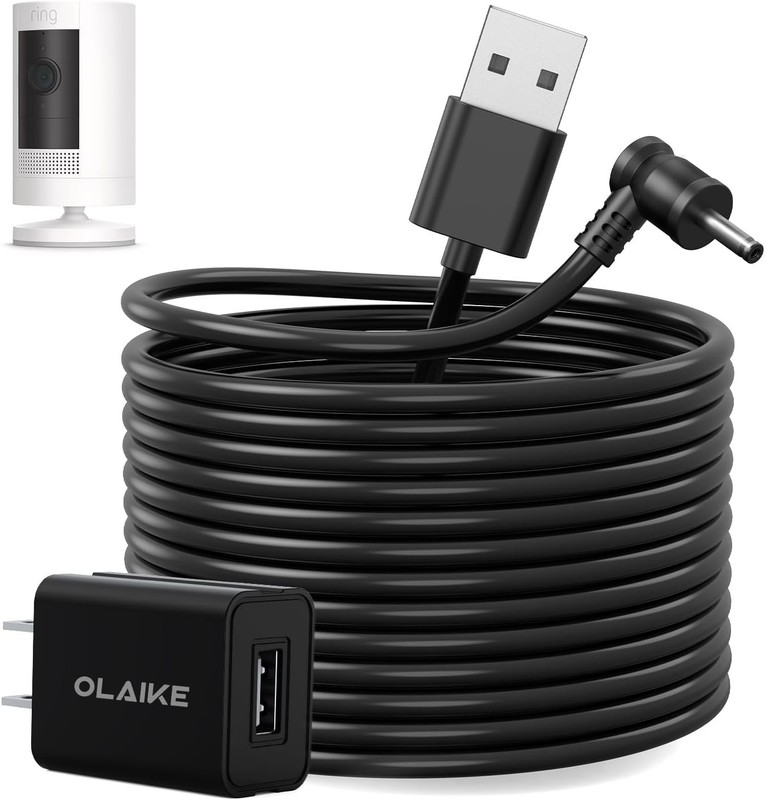 Weatherproof 8m/26ft Charge Cable for Ring Stick Up Cam - No Battery Hassle gallery