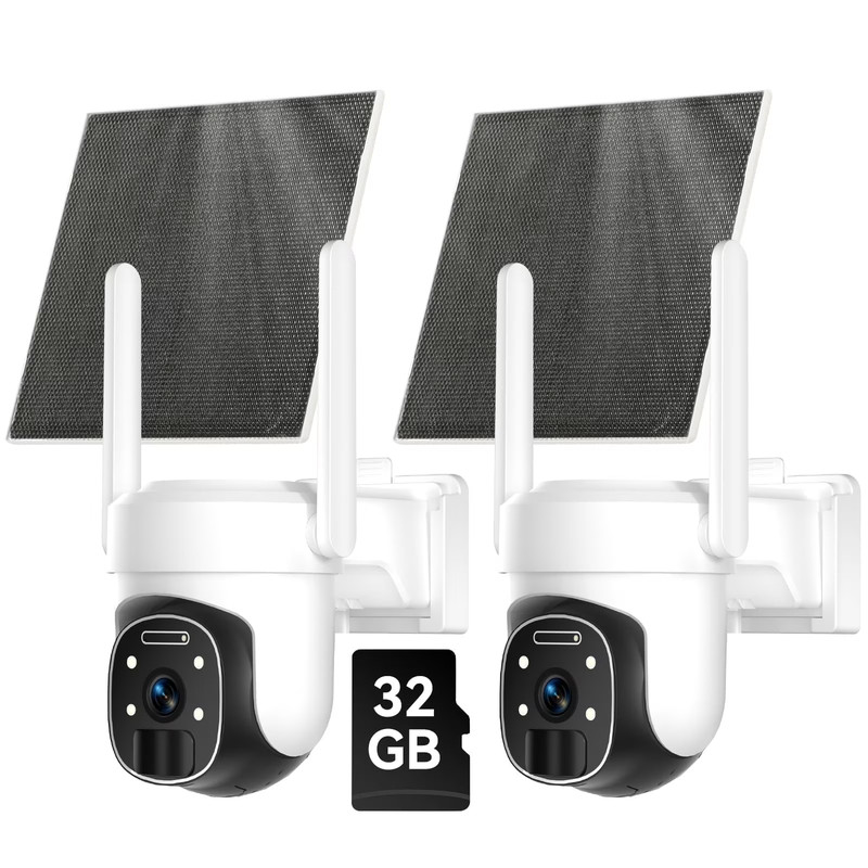 4G LTE Cellular Security Camera Outdoor with 32G TF Card, 2K No Wifi Solar Camer