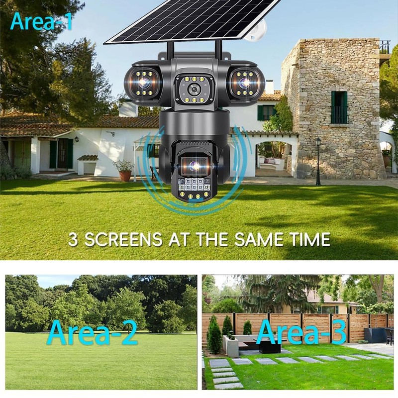 Solar HD Triple-Lens Cam – 4G, Night Vision, AOV Surveillance gallery