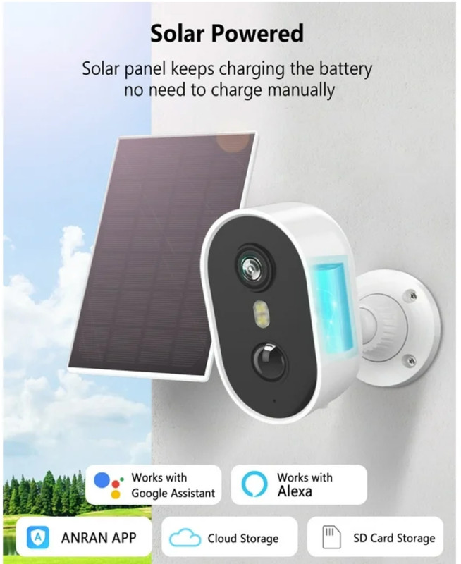 ANRAN 5MP Solar Wireless Security Camera Color Night Vision WiFi gallery
