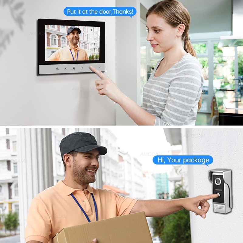 1080P Video Intercom System, Wired VideoDoorbell HD Camera with 7 Inch Monito... gallery