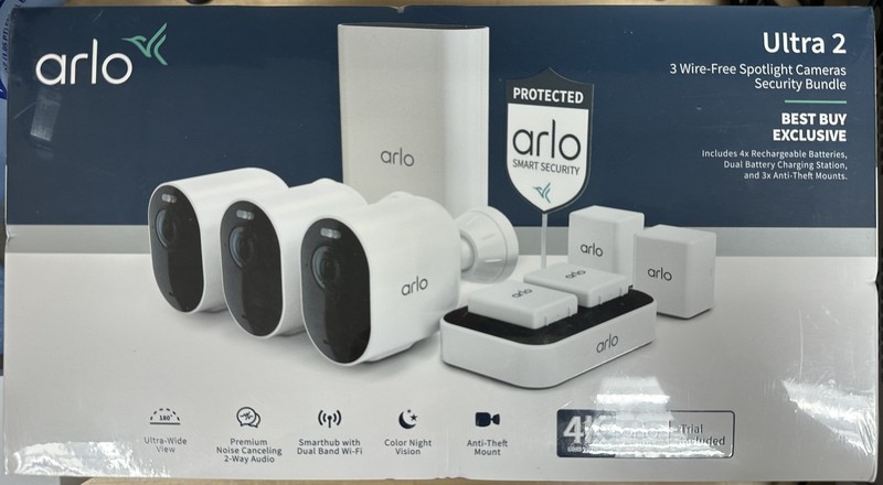 Arlo Ultra 2 Security Bundle w/ 3x Wireless 4K Spotlight Cameras & Base Station