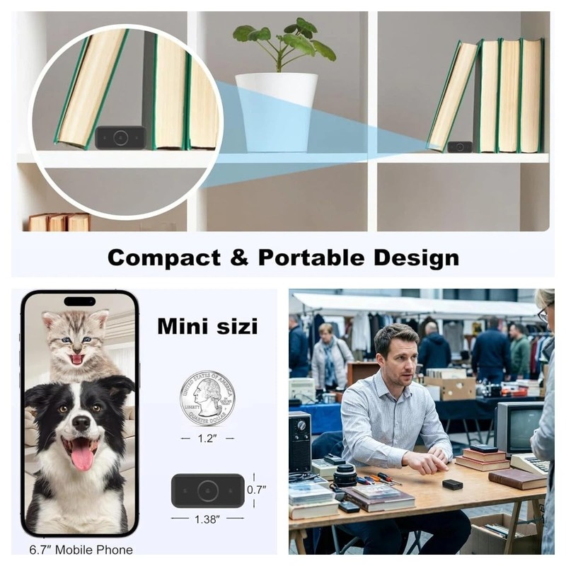 1080p HD Mini Camera - Wireless WiFi, Night Vision, App Control, Portable Pet Ca gallery