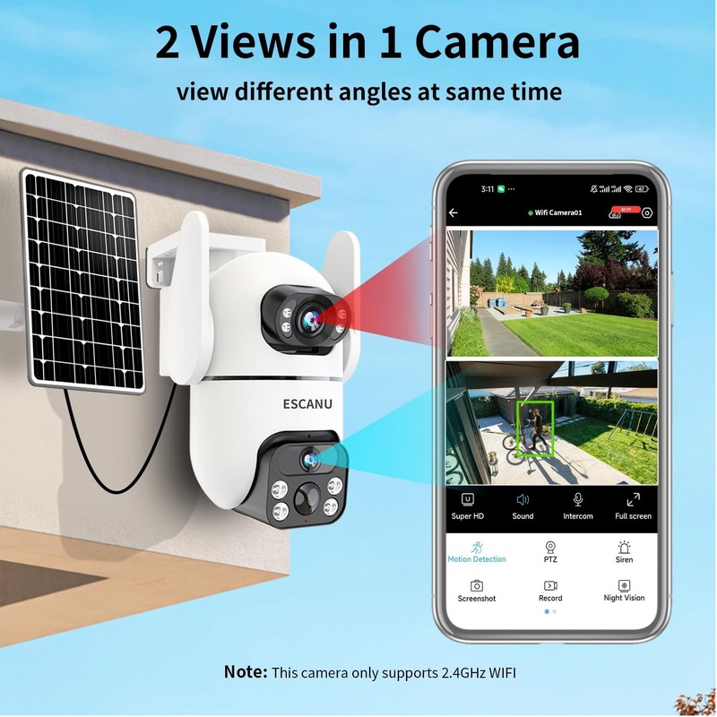 Security Cameras Wireless Outdoor with Dual Lens,Solar Cameras for Home Secur... gallery