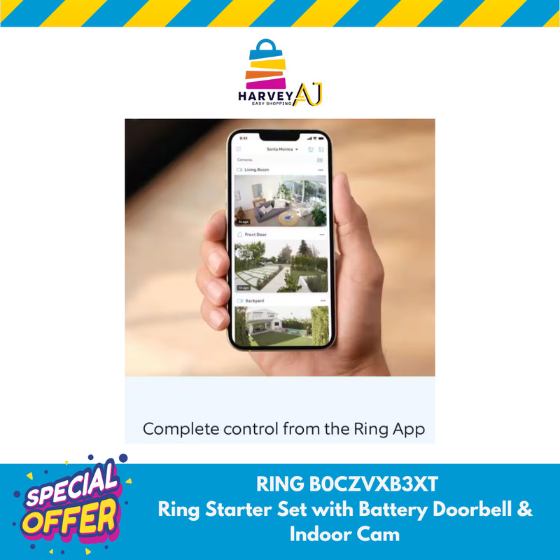 Ring B0CZVXB3XT Starter Set with Battery Doorbell and Indoor Cam gallery