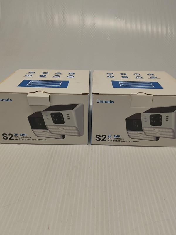 NEW 2 PACK Cinnado S2 2K 3MP Solar Wireless Wall Light Security Camera FREE SHIP