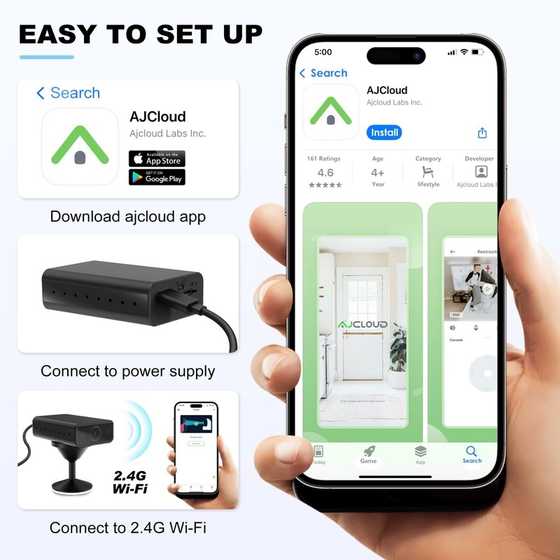 1080p HD Mini Camera - Night Vision, App Control, Portable, Bluetooth, WiFi - Pe gallery
