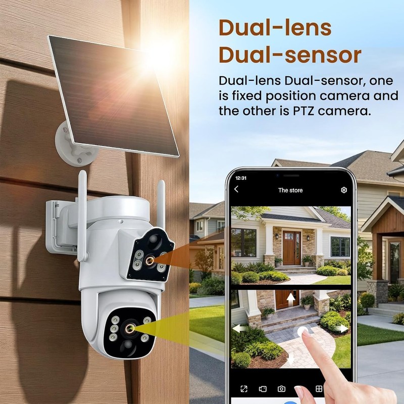 4G LTE Cellular Security Camera Solar Powered Dual Lens Dual PIR PTZ Outdoor gallery