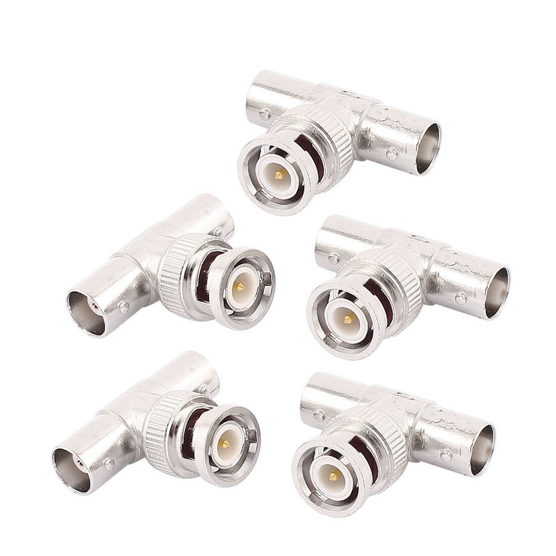 5 Pcs BNC Q9 3 Way T Connector 1 Male to 2 Female Video Adaptor For CCTV Camera