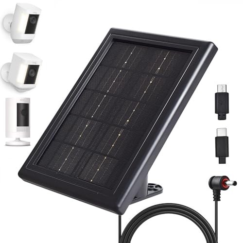 Ring Camera Solar Panel Charger, 5V 3.5W Solar Charger 4 1 Pack Black gallery