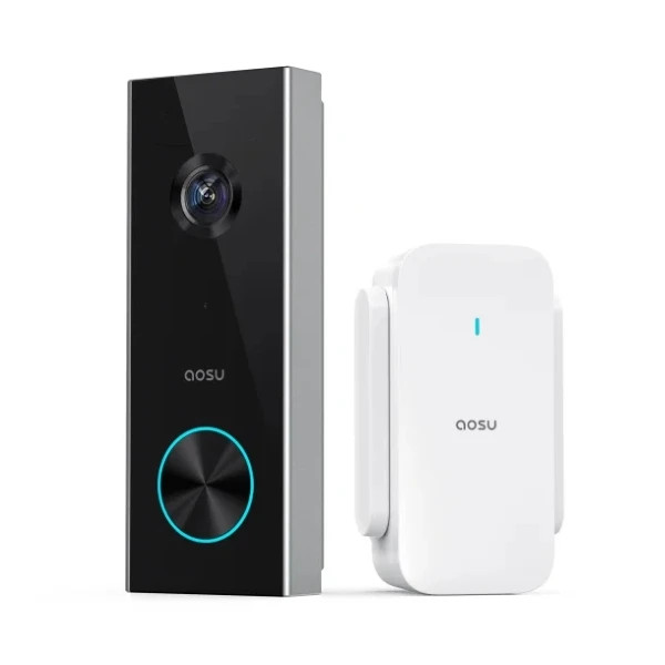 aosu Wireless Video Doorbell 2K 166° 180-Day Battery + 8GB HomeBase – No Fee