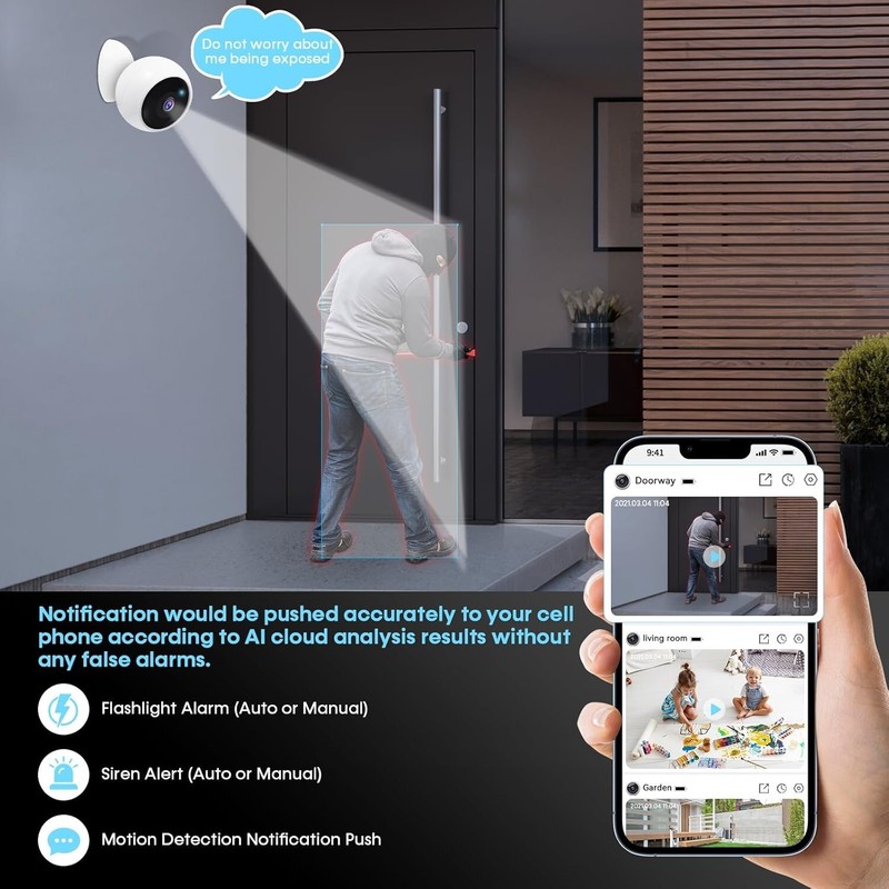 Indoor-Outdoor Wireless Security Camera with Motion Alerts & Two-Way Audio gallery