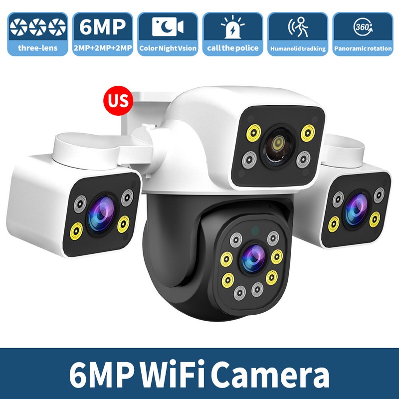 Triple Screen Triple Lens Outdoor WiFi PTZ CCTV Security IP Camera Night Vision
