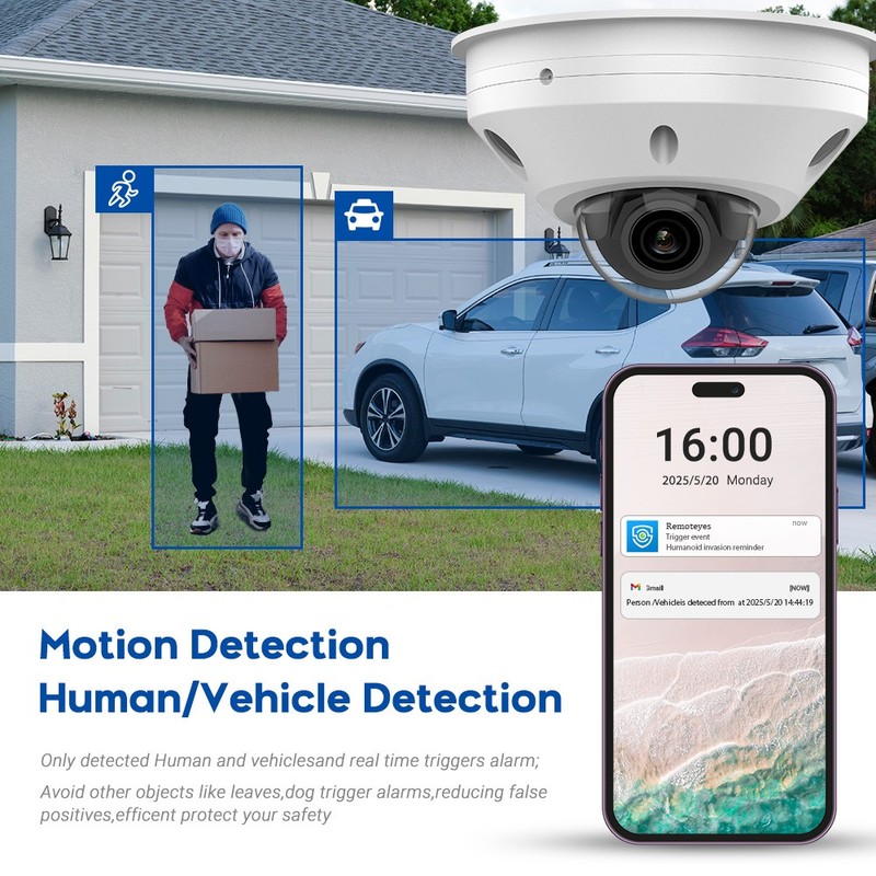 VIKYLIN 8MP 4K IR Dome Security IP Camera Motion Detection Waterproof MIC POE gallery