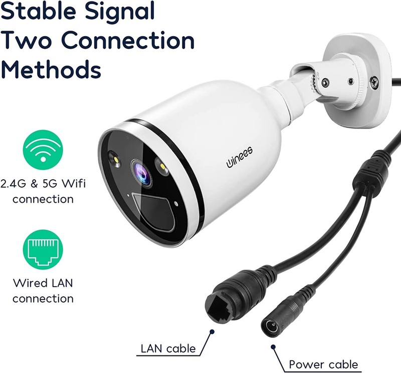 Winees Wireless Outdoor Security Camera WiFi Rechargeable 2K FHD Night Vision