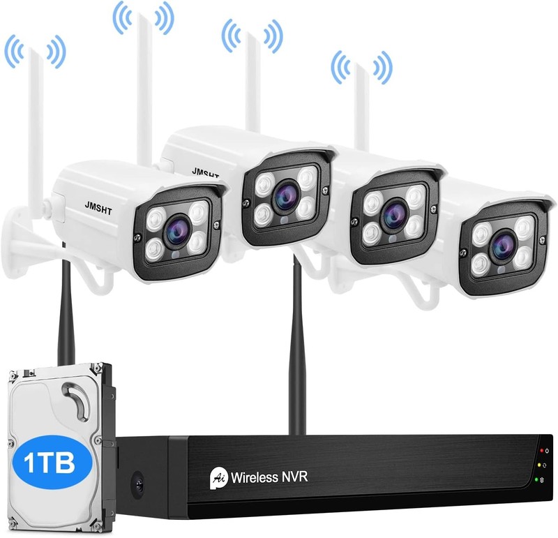Tuya Alexa Wireless Security Camera System 1080P 4Pcs 8CH NVR 1TB HDD Outdoor