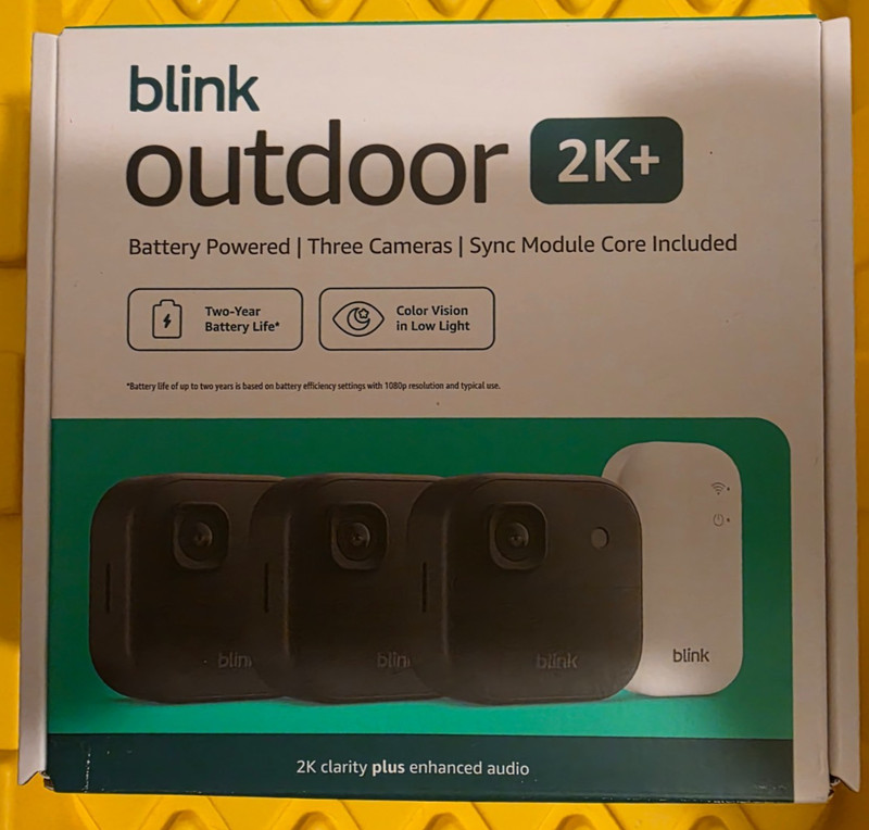 Blink Outdoor 2K+ Wireless 3 Camera Security System with Sync Module – Brand New