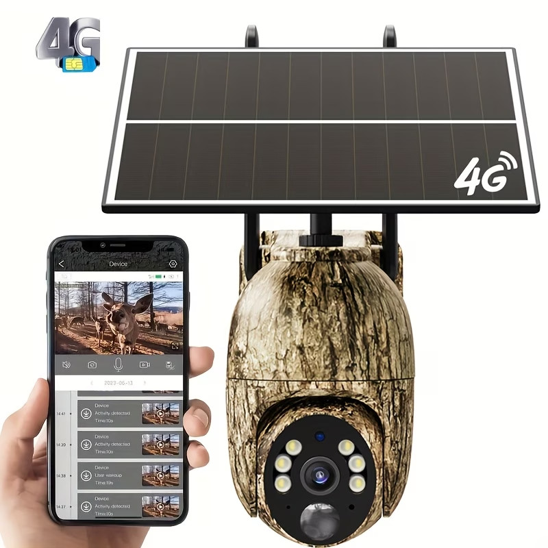 4G LTE Solar Security Camera 360° Outdoor Wireless 4MP Night Vision PIR Cam