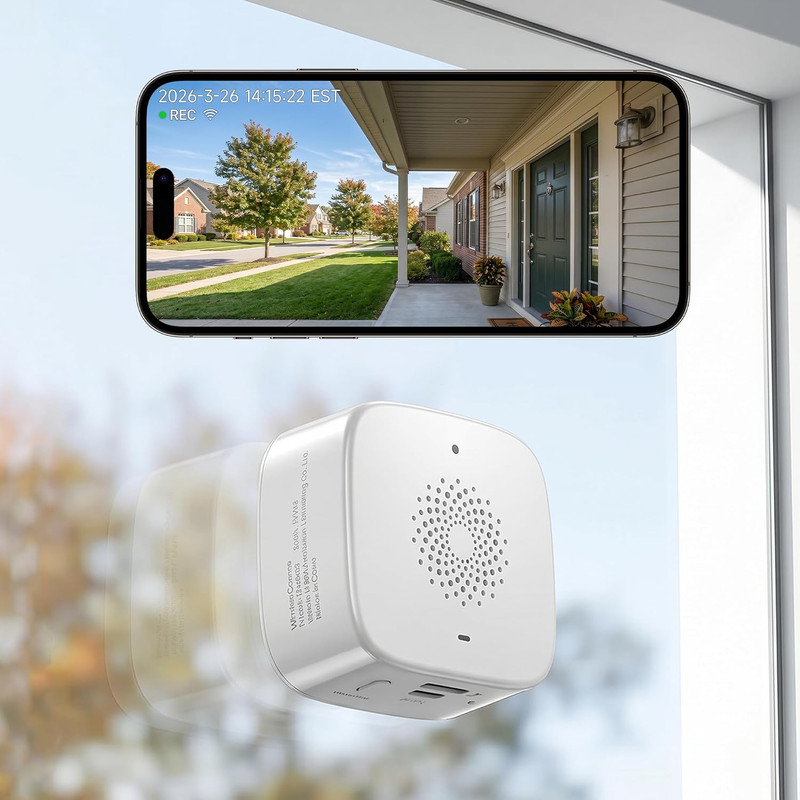 2.5K Window Camera Wireless,No-Drill Install,2.4Ghz & 5Ghz Wifi Indoor Dome Came