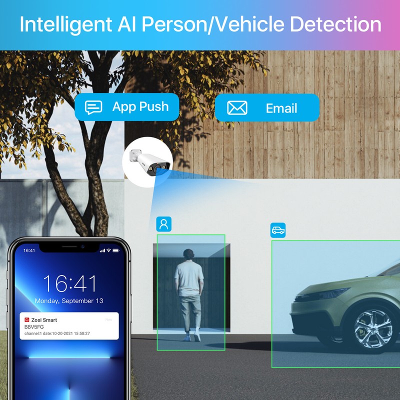 ZOSI 16CH 4K POE NVR 5MP Home Security IP Camera System AI Smart Vehicle Alerts gallery