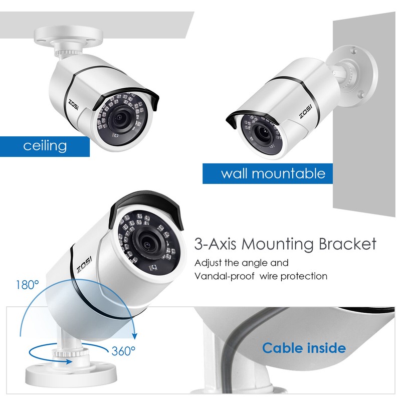 ZOSI 2PCS 1080P Home Bullet Surveillance Security Camera Outdoor Night Vision gallery