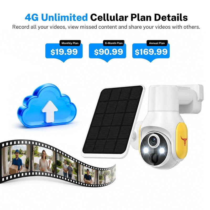 4G LTE Cellular Security Camera Wireless with Solar Panel, 360° Pan Tilt, Col... gallery