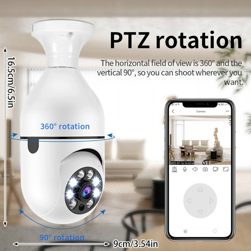 1080P E27 Light Bulb Security Camera Wireless WiFi Night Vision Camera Home 360° gallery
