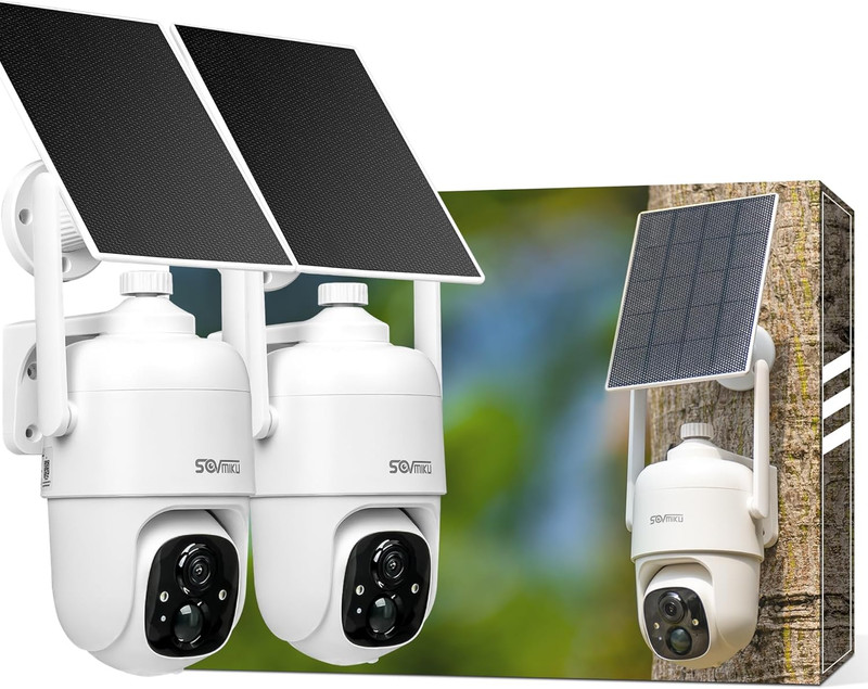 Vicohome 2CQ1 AI 2K Solar Security Camera Wireless Outdoor, Battery Powered,Two