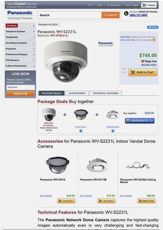 Panasonic i-PRO WV-S2531LN 1080p Outdoor Network Dome Camera with Night Vision gallery