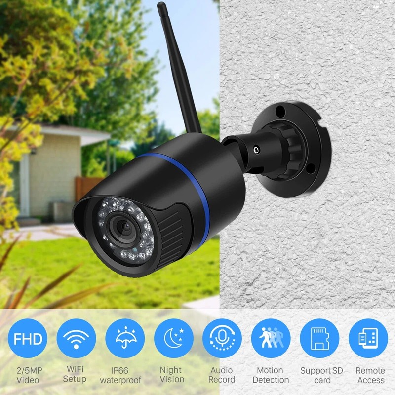 2MP P2P Wifi Audio Recording IP Camera Wireless CCTV Bullet Outdoor Surveillance gallery