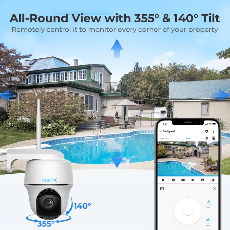 Reolink Argus PT 5MP Battery Powered IP Camera Pan Tilt Outdoor with Solar Panel gallery