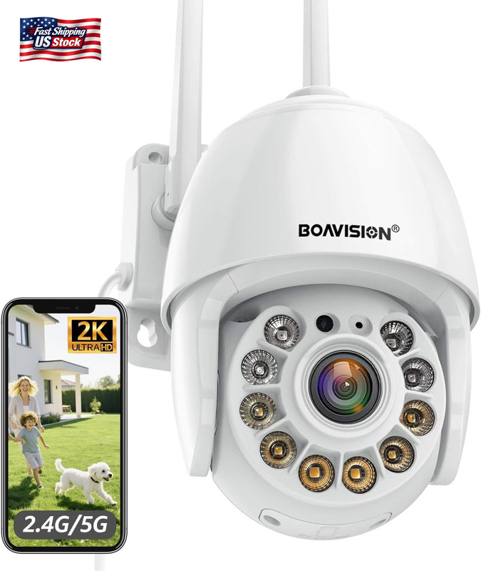 BOAVISION 2K Security Camera Outdoor, Wireless Wifi IP Camera Home Security Syst