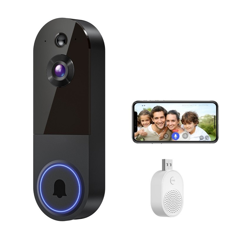 T52 WiFi Wireless Smart Video Doorbell Night Vision HD 1080P Two Way Audio Linen
