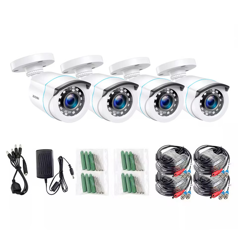 4 Pack HD TVI Outdoor Indoor Bullet Security Surveillance Camera ZOSI 1080P gallery