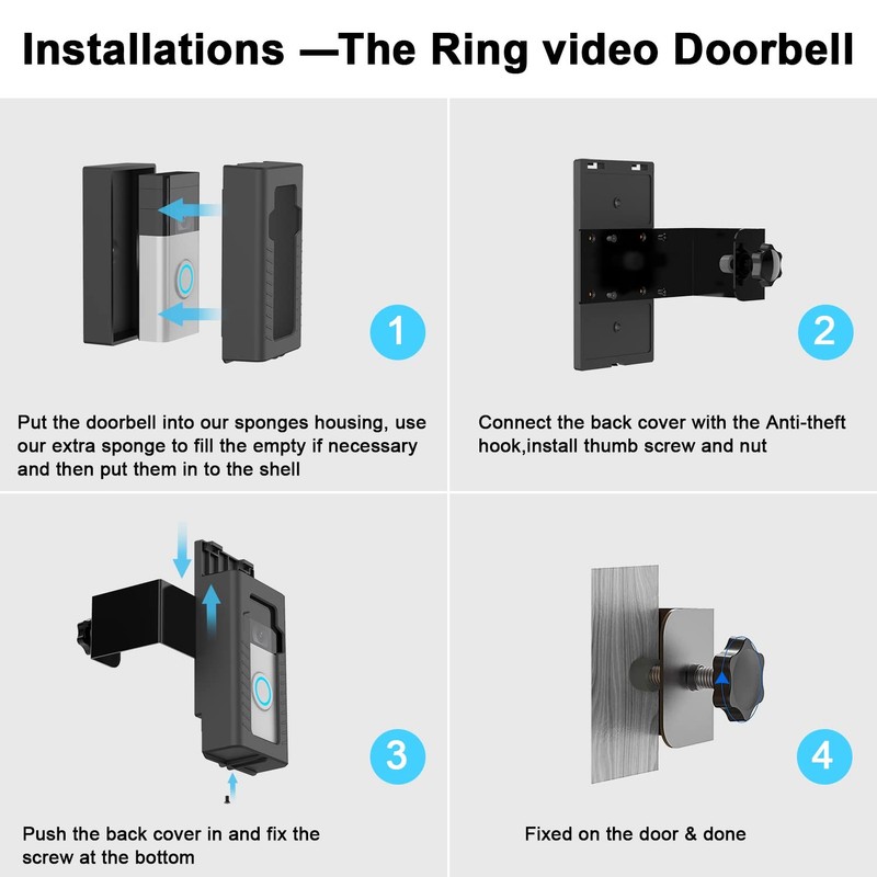 Anti-Theft Doorbell Door Mount,No-Drill Mounting Bracket Compatible with Vide... gallery