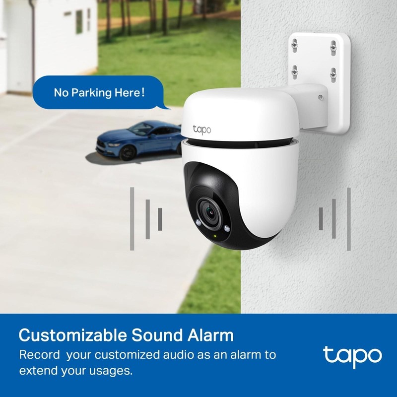 Tapo 1080P Outdoor Wired Pan/Tilt Security Wi-Fi Camera, 360° View, White C500 gallery