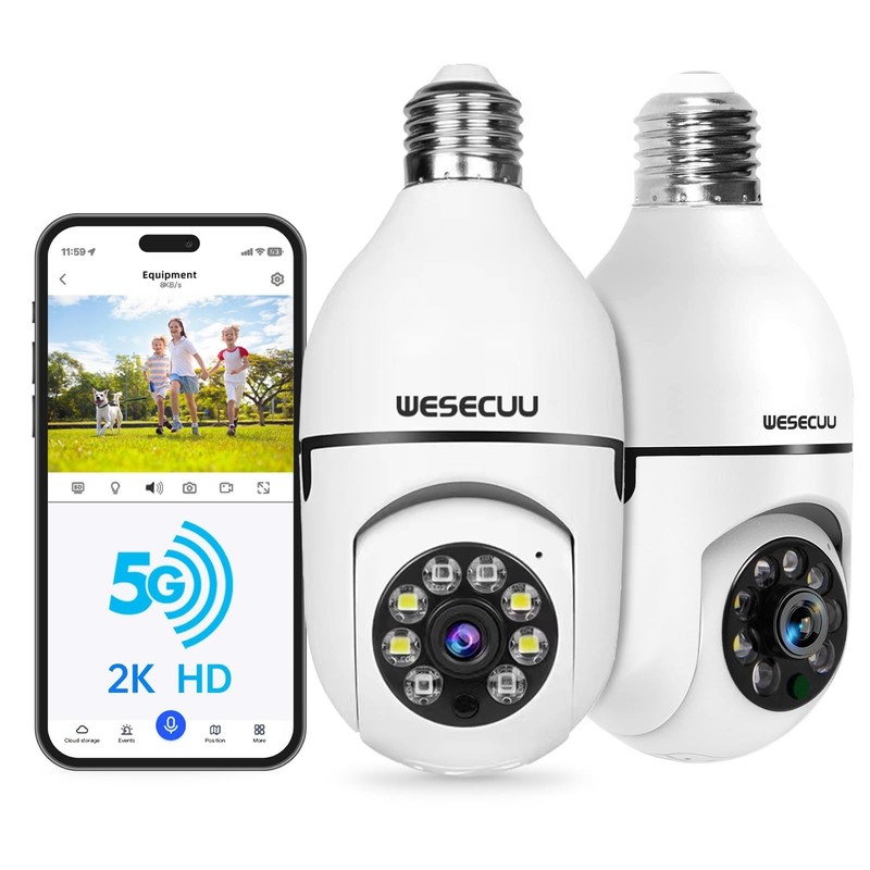 2K Wireless Light Bulb Security Camera - 5G/2.4GHz, Motion Detection, Night Visi gallery