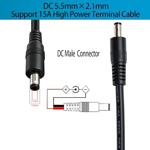 16AWG DC5521 Power Cable, 5.5mm x 2.1mm dc5521 Male 3.3ft, 5.5mm×2.1mm Black gallery