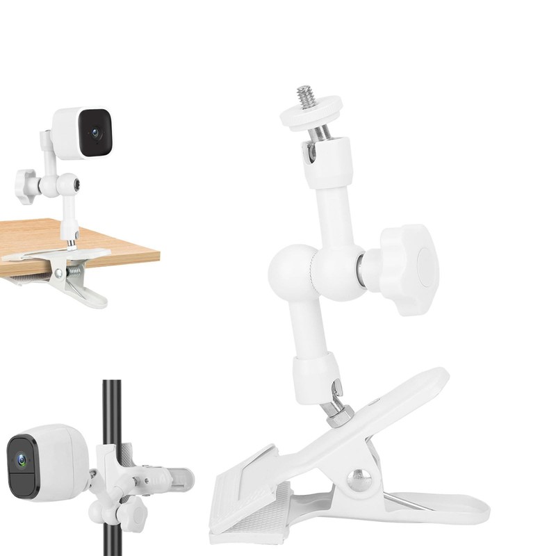Camera Clip Clamp Mount 5.9″ Adjustable Arm for Arlo/Blink/Nest/Wyze – Flexible