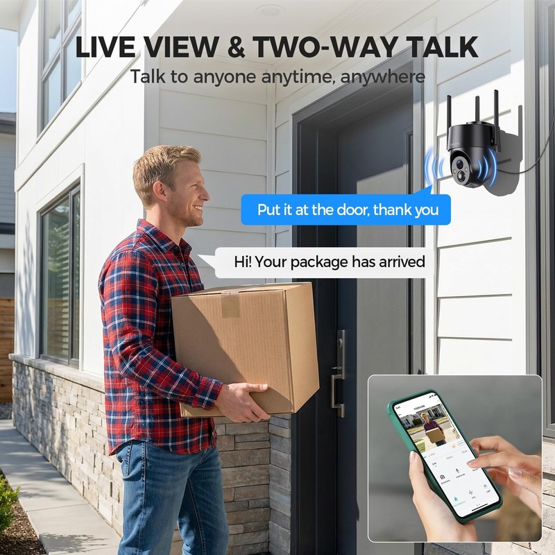 Solar Security Cameras Wireless Outdoor, 2K 360° View Solar Powered WiFi 3MP ... gallery