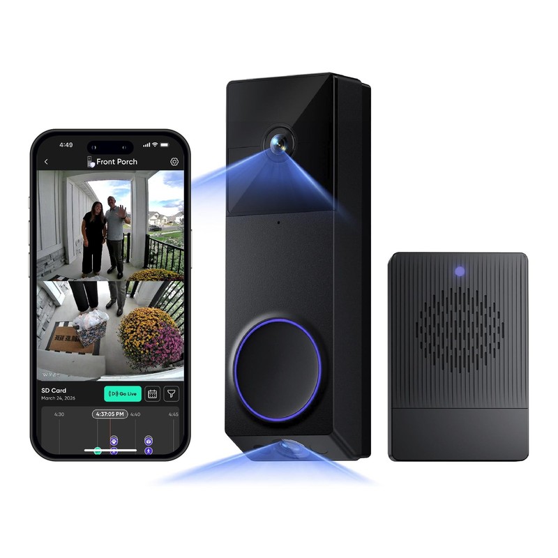 Wireless Duo Cam Video Doorbell (Chime Included), Battery Powered, 2K Full HD…